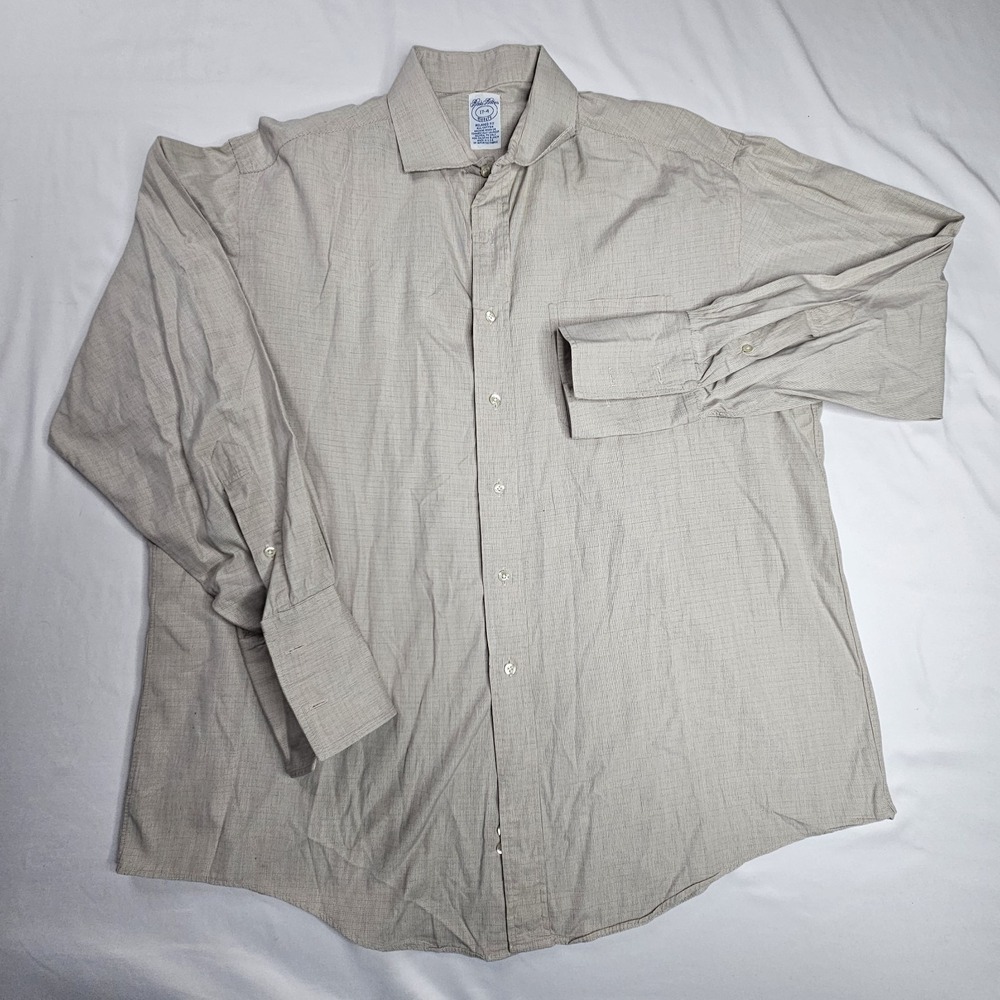 Vintage Brooks Brothers Makers Shirt Mens 17-4 French Cuff Relaxed Fit USA Made